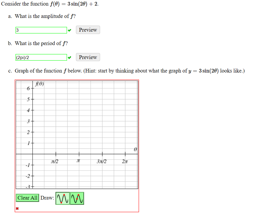 Solved Consider the function f(0) = 3 sin(20) + 2. a. What | Chegg.com