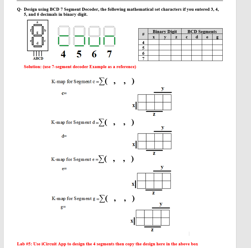 Solved Q- Design using BCD 7 Segment Decoder, the following | Chegg.com