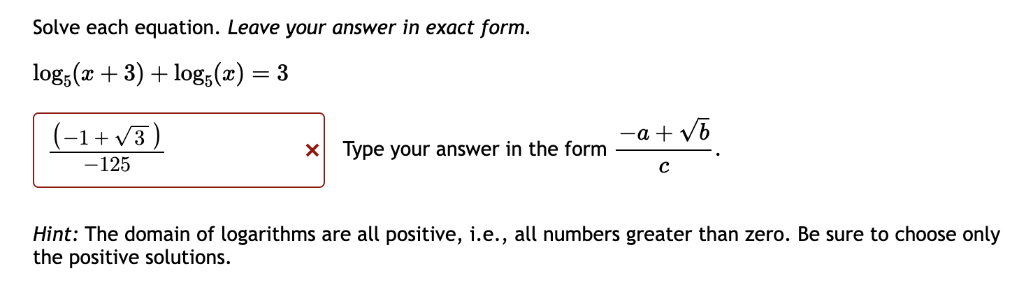 Solved Solve each equation. Leave your answer in exact form. | Chegg.com
