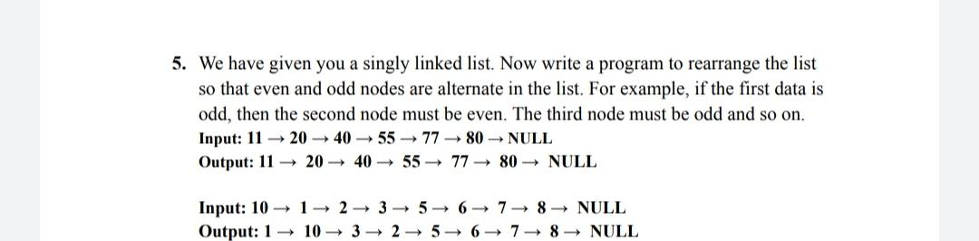 Solved 5. We have given you a singly linked list. Now write | Chegg.com