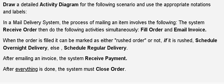 Solved Draw a detailed Activity Diagram for the following | Chegg.com