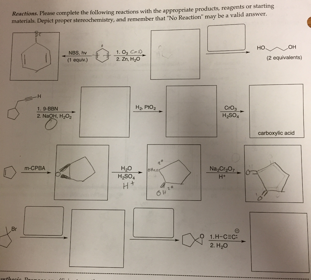 Solved Reactions. Please complete the following reactions | Chegg.com