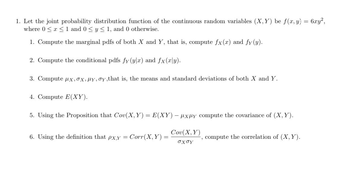 Solved 1. Let the joint probability distribution function of | Chegg.com