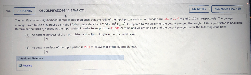 Solved 13 2 Points Oscolphys2016 11 5 Wa 021 My Notes