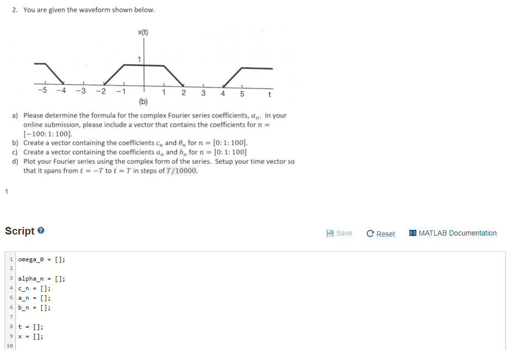 2. You are given the waveform shown below. x(t) 1 , 1 | Chegg.com