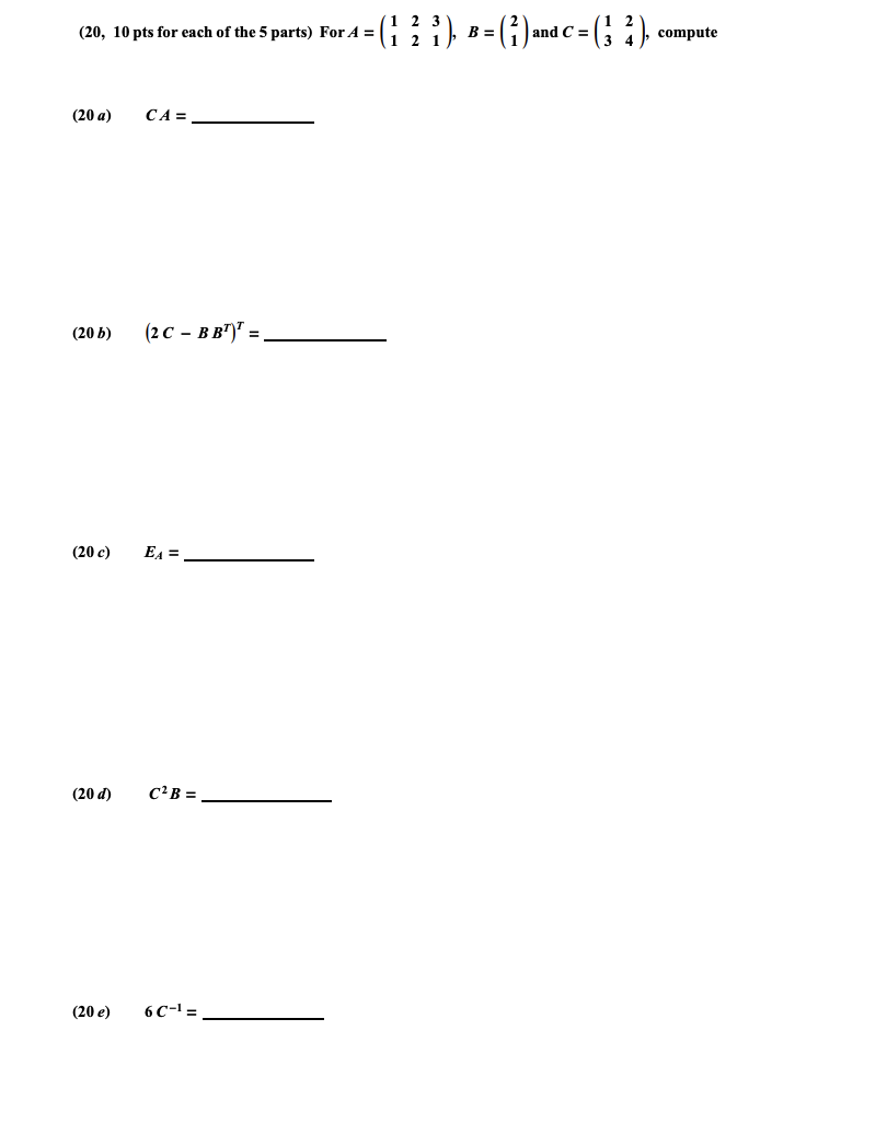 Solved 20 10 Pts For Each Of The 5 Parts For A 1 2 Chegg Com