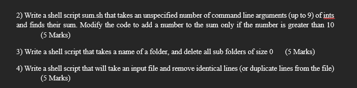Solved 2) Write a shell script sum sh that takes an | Chegg.com