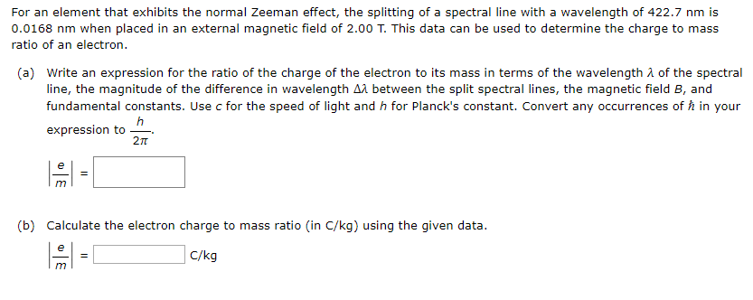 Solved For an element that exhibits the normal Zeeman | Chegg.com