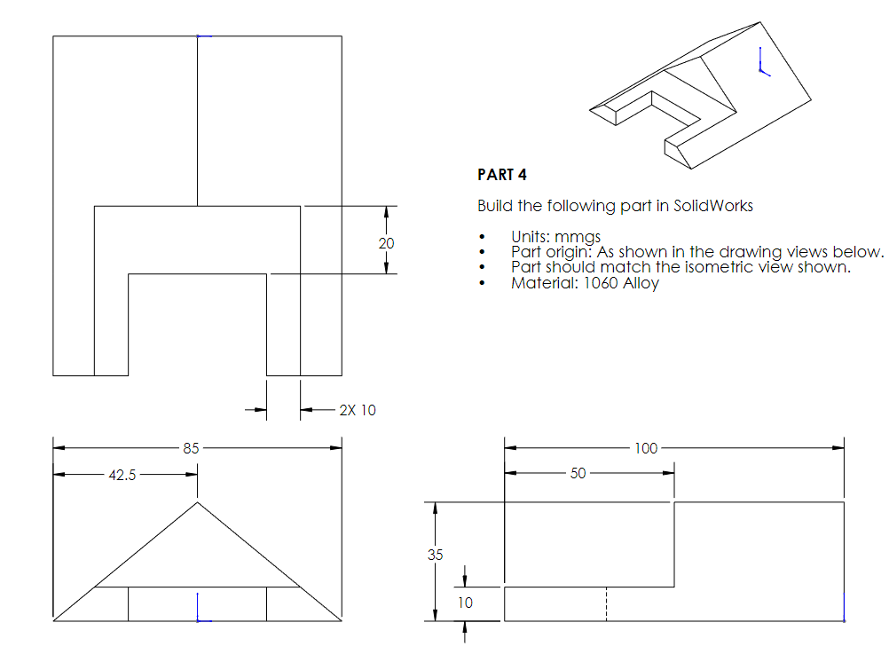 Solved Build the following part in SolidWorks - Units: mmgs | Chegg.com