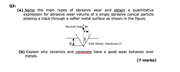 Solved Q2: (a) Name The Main Types Of Abrasive Wear And | Chegg.com