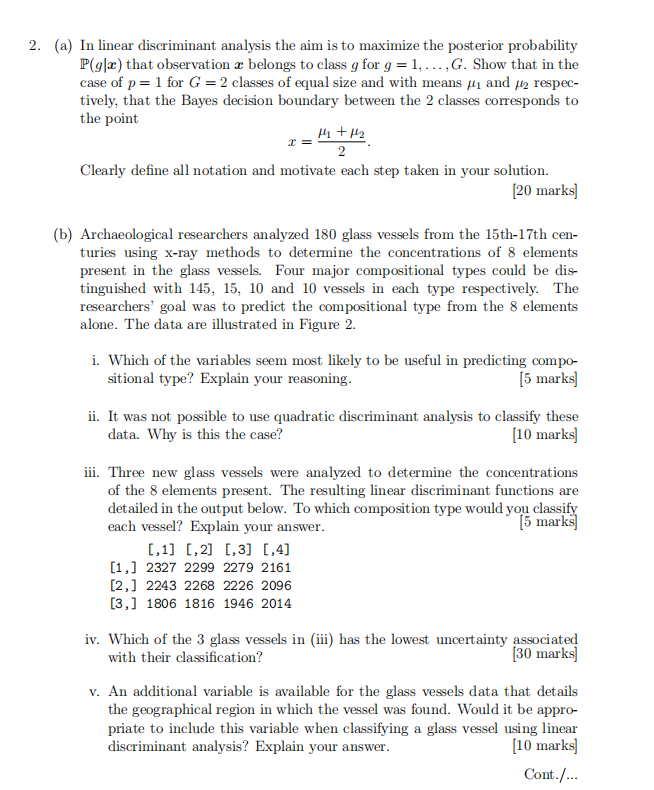 Solved (a) In linear discriminant analysis the aim is to | Chegg.com