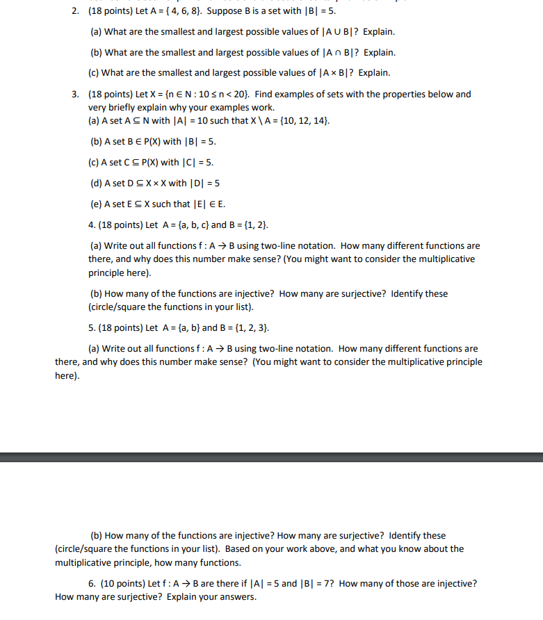 Solved 2. (18 points) Let A = {4, 6, 8). Suppose B is a set | Chegg.com