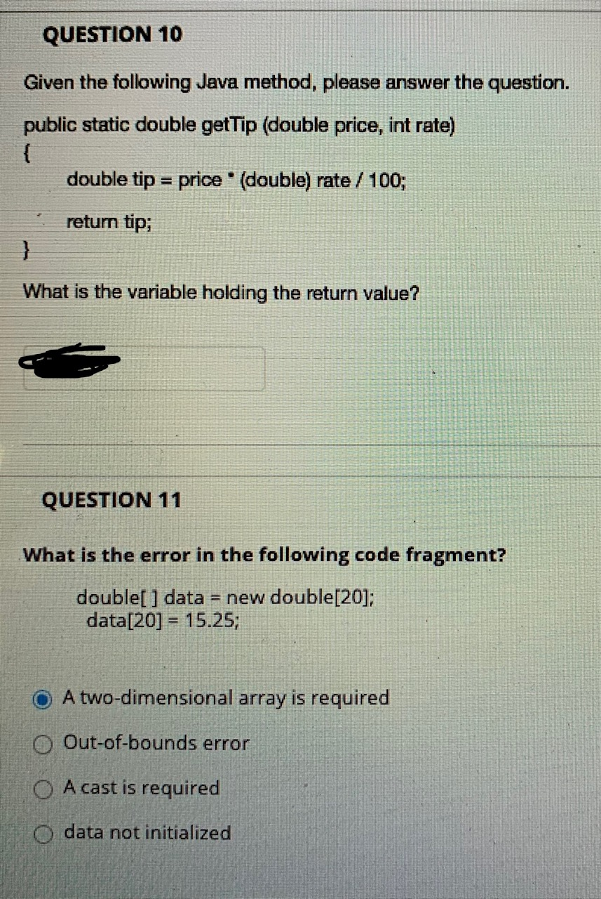 Solved QUESTION 6 Given the following Java method, please | Chegg.com