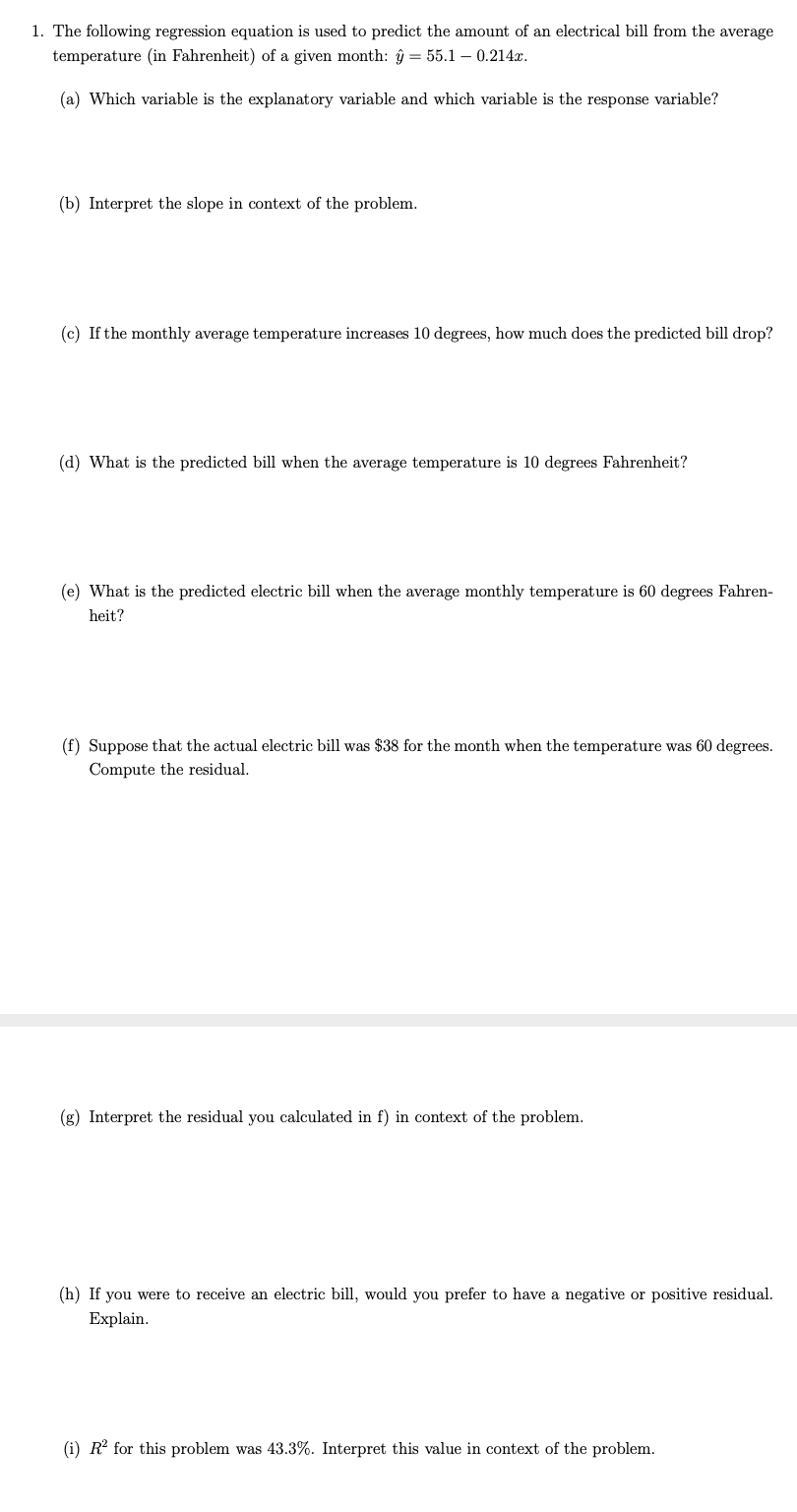 Solved 1 The Following Regression Equation Is Used To Pr Chegg Com