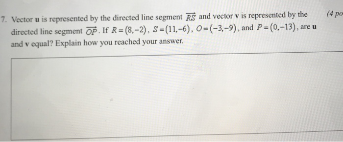 Solved 7. Vector u is represented by the directed line | Chegg.com