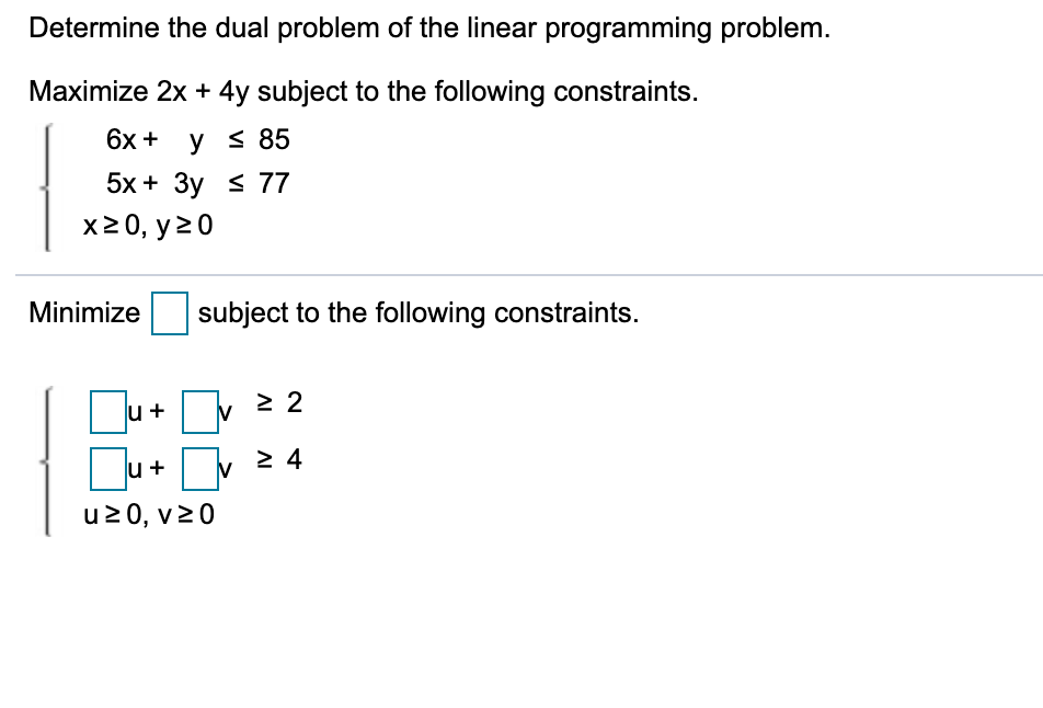 Solved Determine the dual problem of the linear programming | Chegg.com