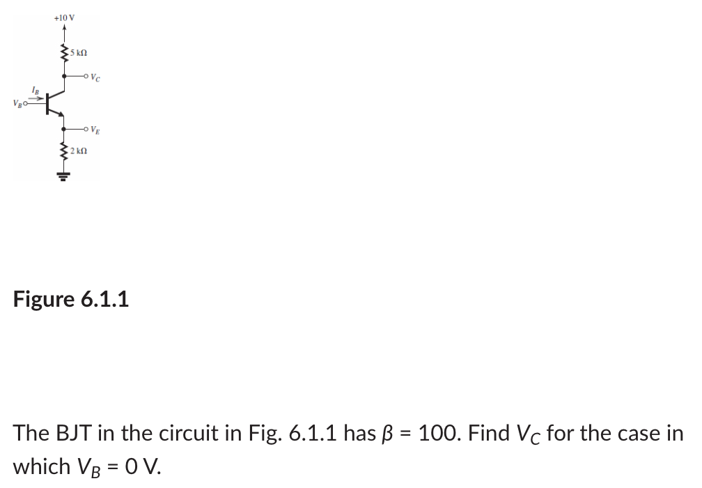Solved Figure 6.1.1The BJT in the circuit in Fig. 6.1.1 ﻿has | Chegg.com
