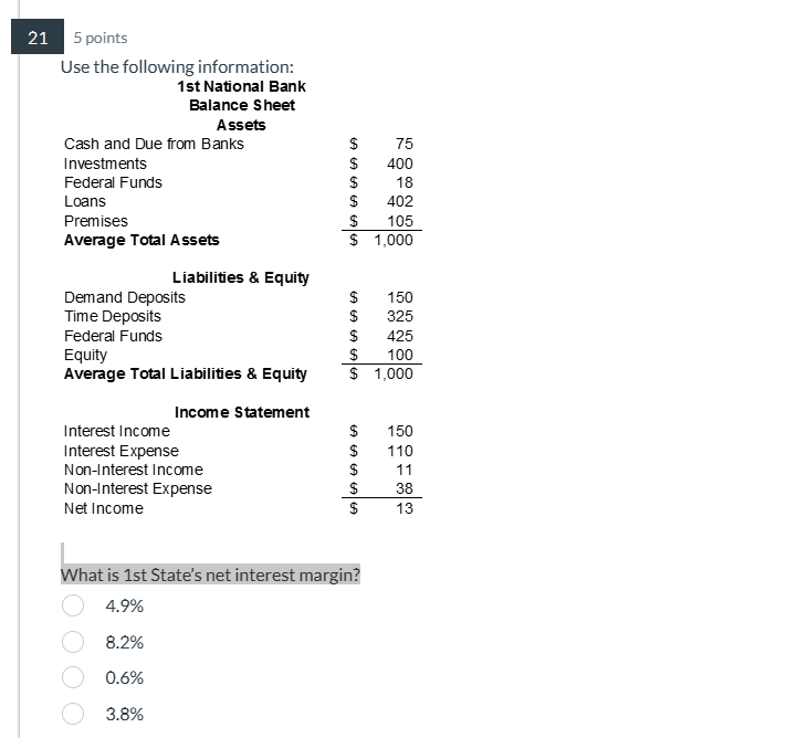 Solved Use the following information1st National