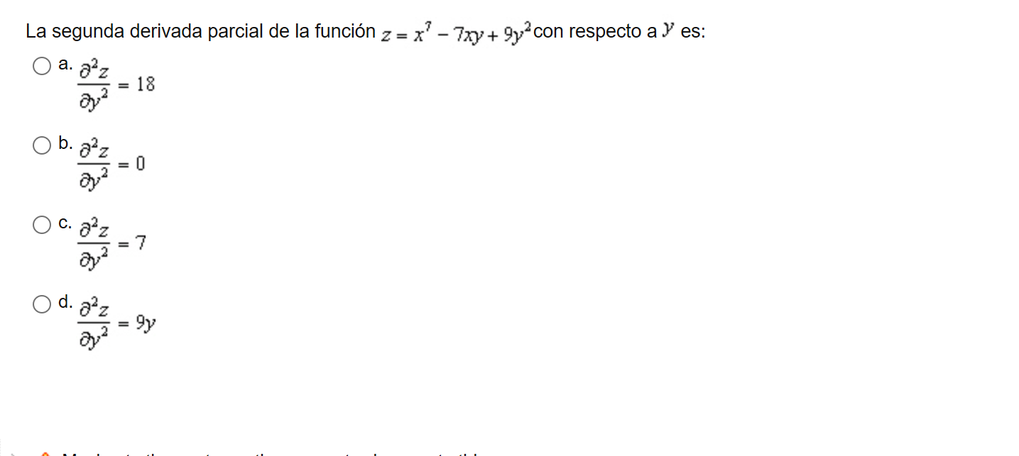 Solved The second partial derivative of the function 