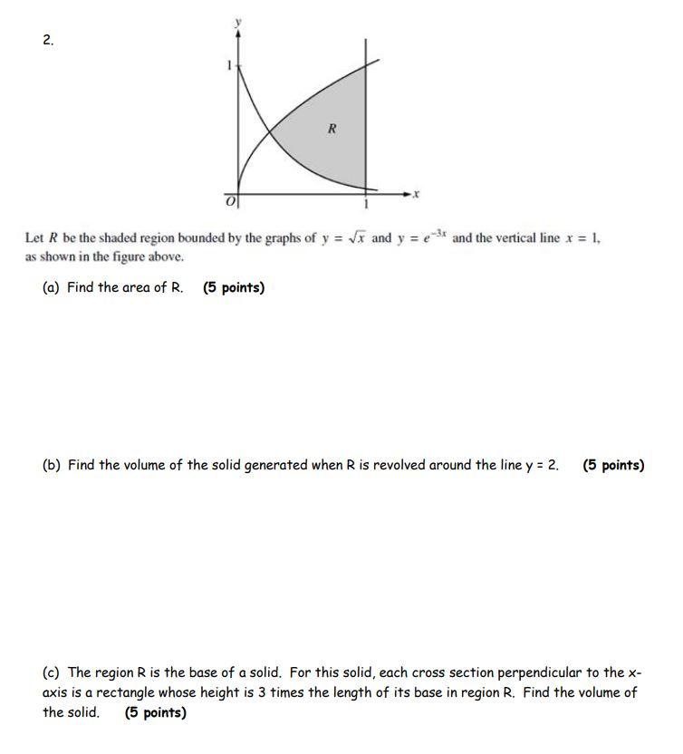 Solved 2. R r 이 Let R be the shaded region bounded by the | Chegg.com