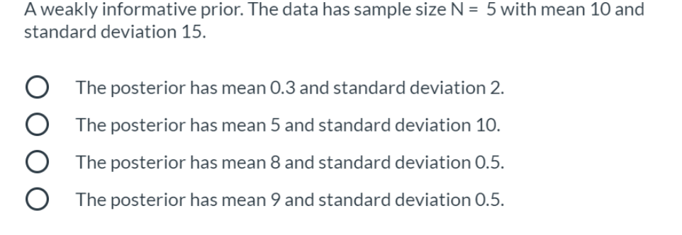 Solved A weakly informative prior. The data has sample size | Chegg.com