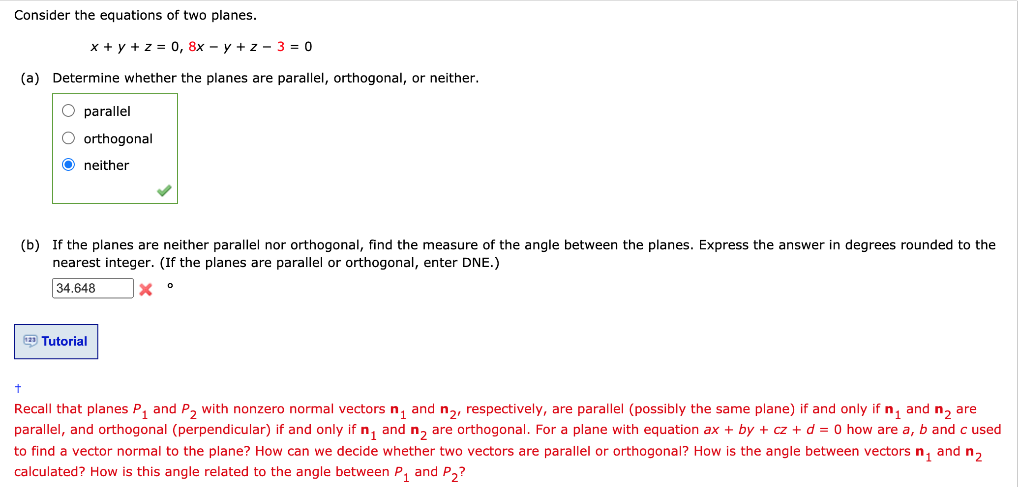 Solved Consider the equations of two planes. x + y + z = 0, | Chegg.com