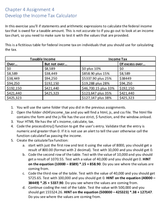 tax assignment for high school students