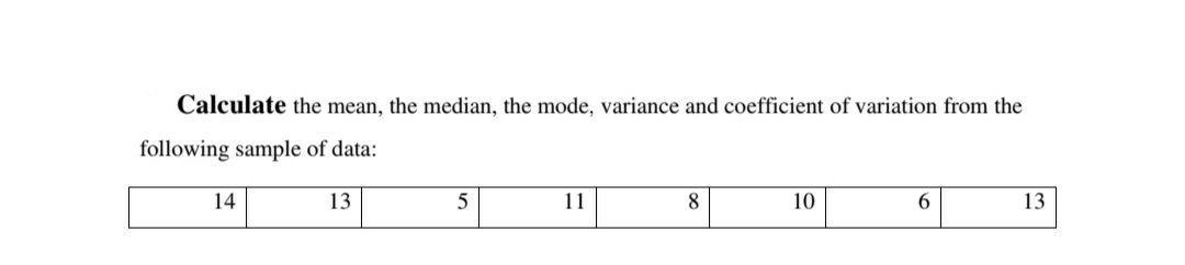 Solved Calculate the mean, the median, the mode, variance | Chegg.com