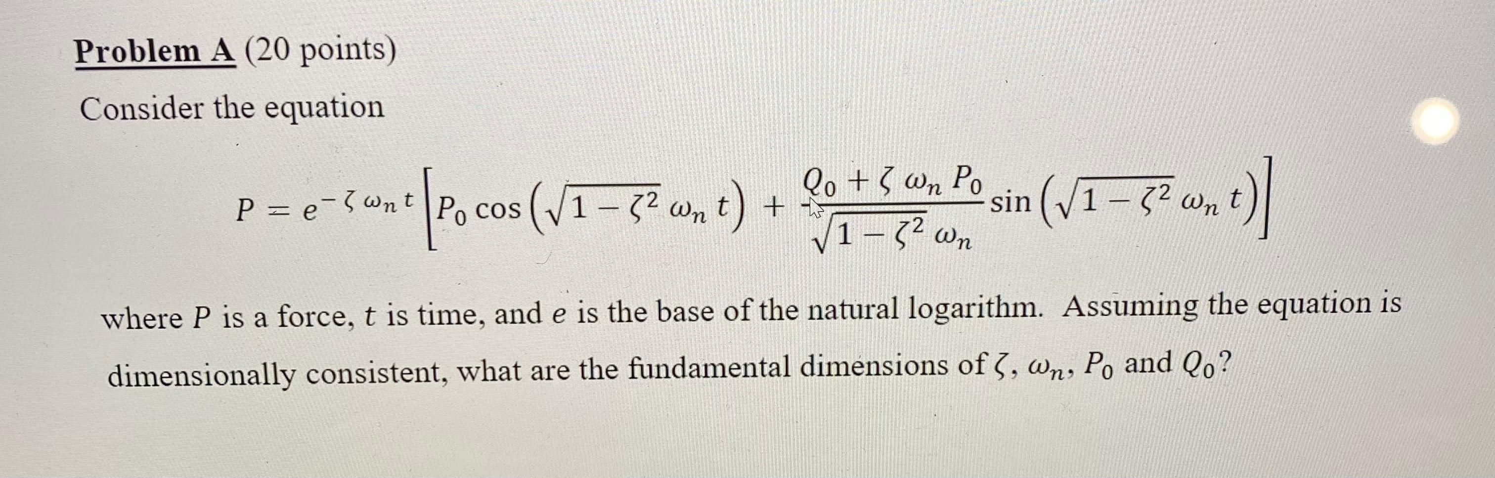 Solved Consider the equation where P is a force, t is time, | Chegg.com