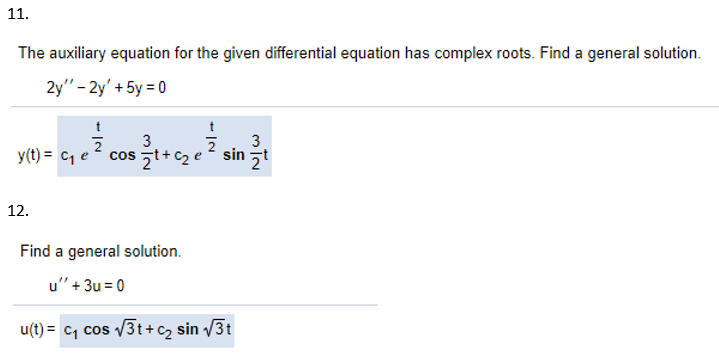 Solved 11. The auxiliary equation for the given differential 