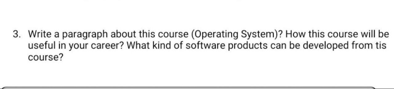 Solved 3. Write a paragraph about this course (Operating | Chegg.com