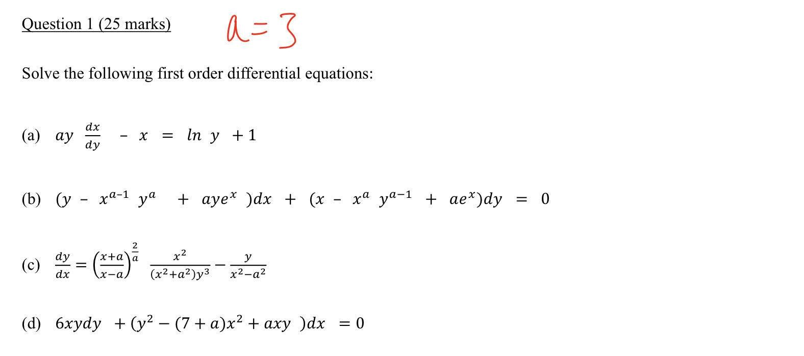 Solved Question 1 25 Marks Solve The Following First Or Chegg Com