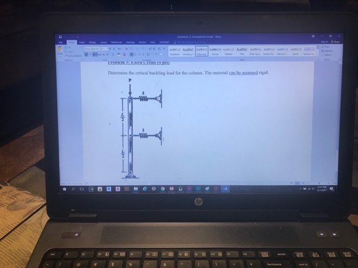Solved Determine The Critical Buckling Load Of A Fixed Free Chegg Com