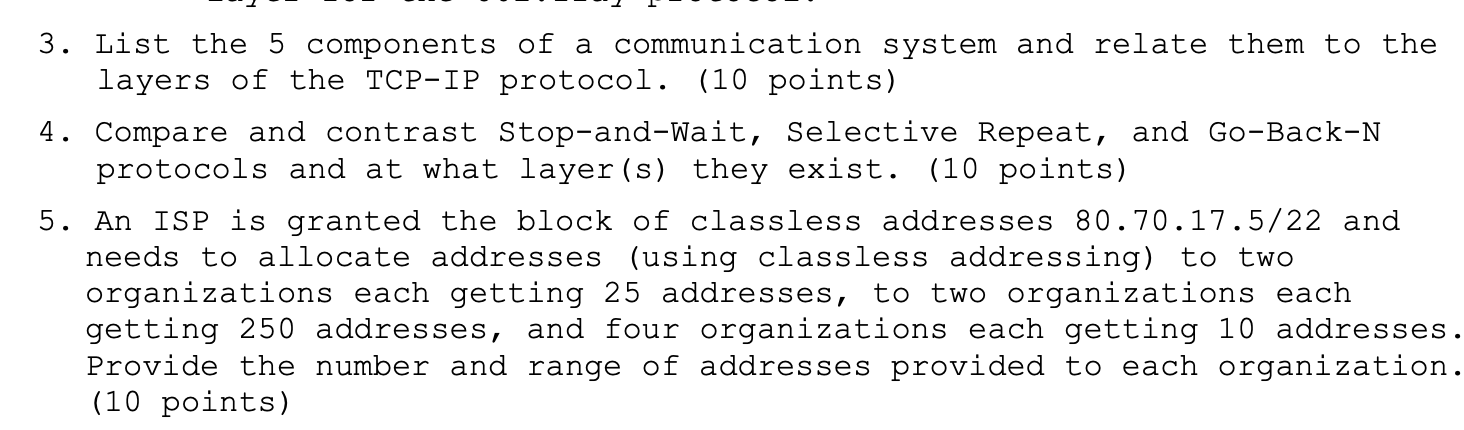 3. List the 5 components of a communication system | Chegg.com