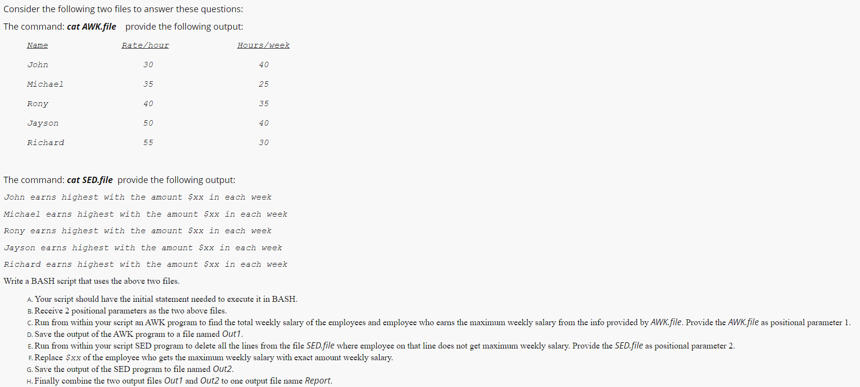 Solved Consider the following two files to answer these | Chegg.com