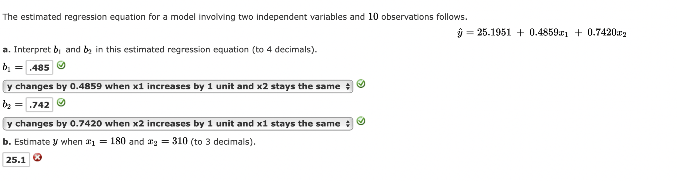Solved The estimated regression equation for a model | Chegg.com