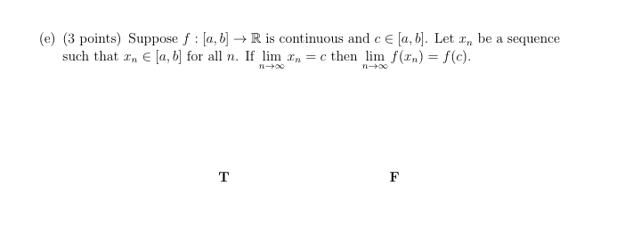 Solved (e) (3 Points) Suppose F : [a, B] R Is Continuous And | Chegg.com