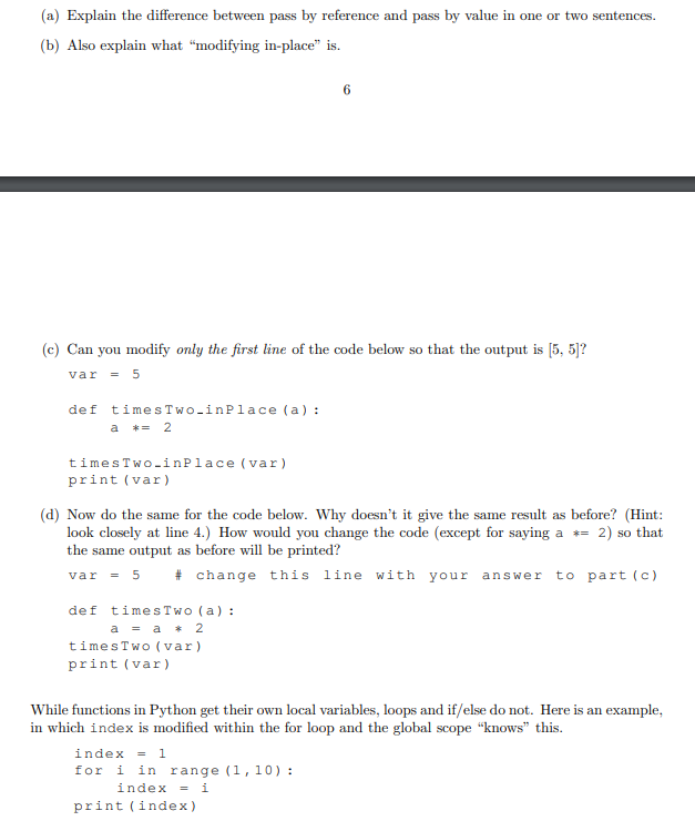 Solved (a) Explain the difference between pass by reference | Chegg.com