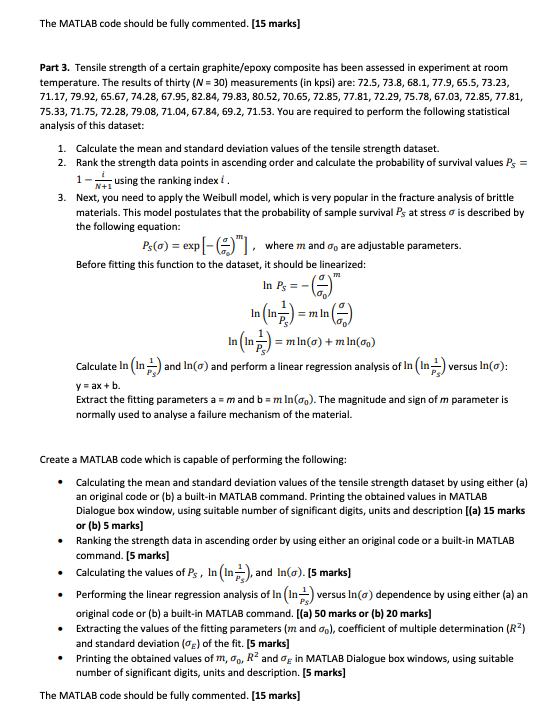 Solved Part 3. Tensile strength of a certain graphite/epoxy | Chegg.com