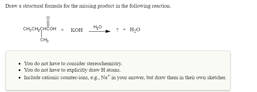 Solved Draw a structural formula for the missing product in | Chegg.com