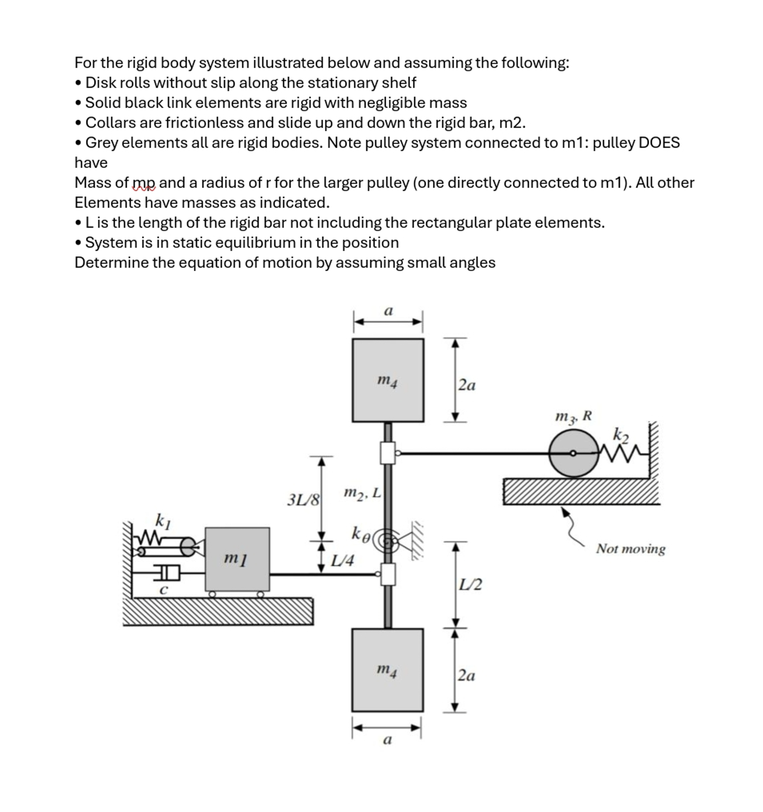 Solved For the rigid body system illustrated below and | Chegg.com