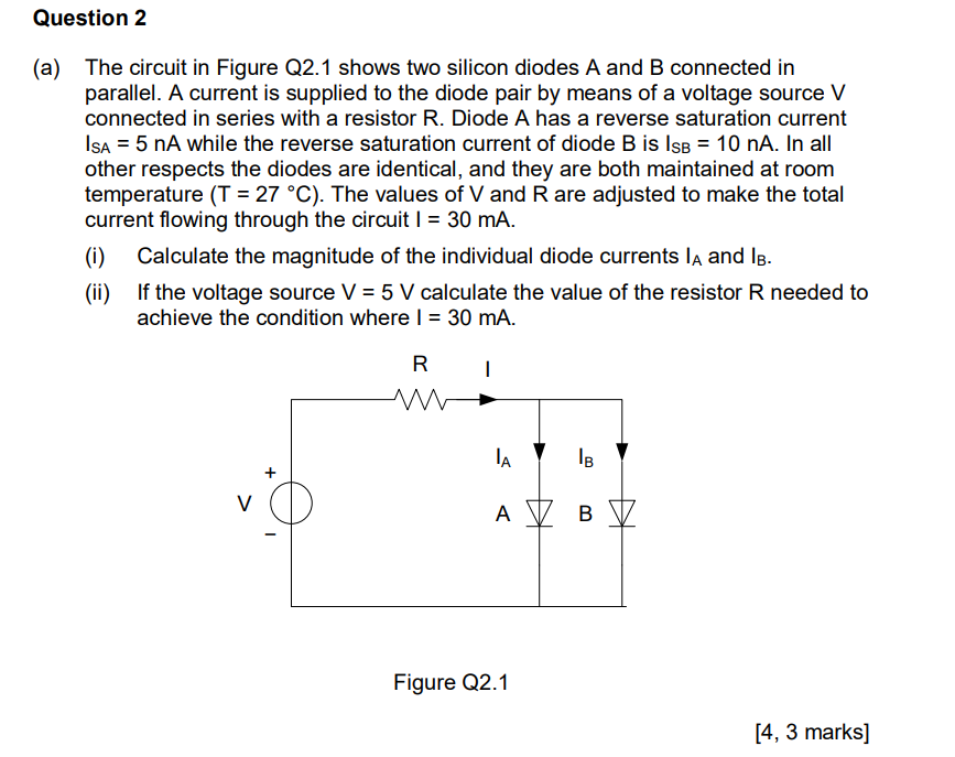 a) The circuit in Figure Q2.1 shows two silicon | Chegg.com