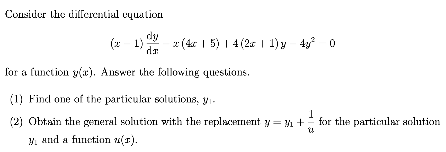 Solved Consider the differential equation (x−1) | Chegg.com