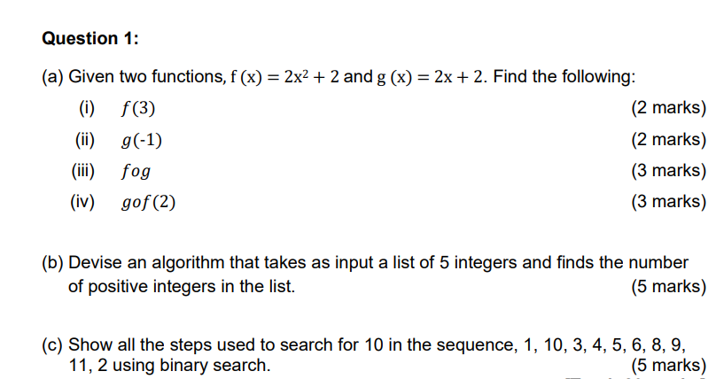 Solved A Given Two Functions F X 2x2 2 And G X 2x 2