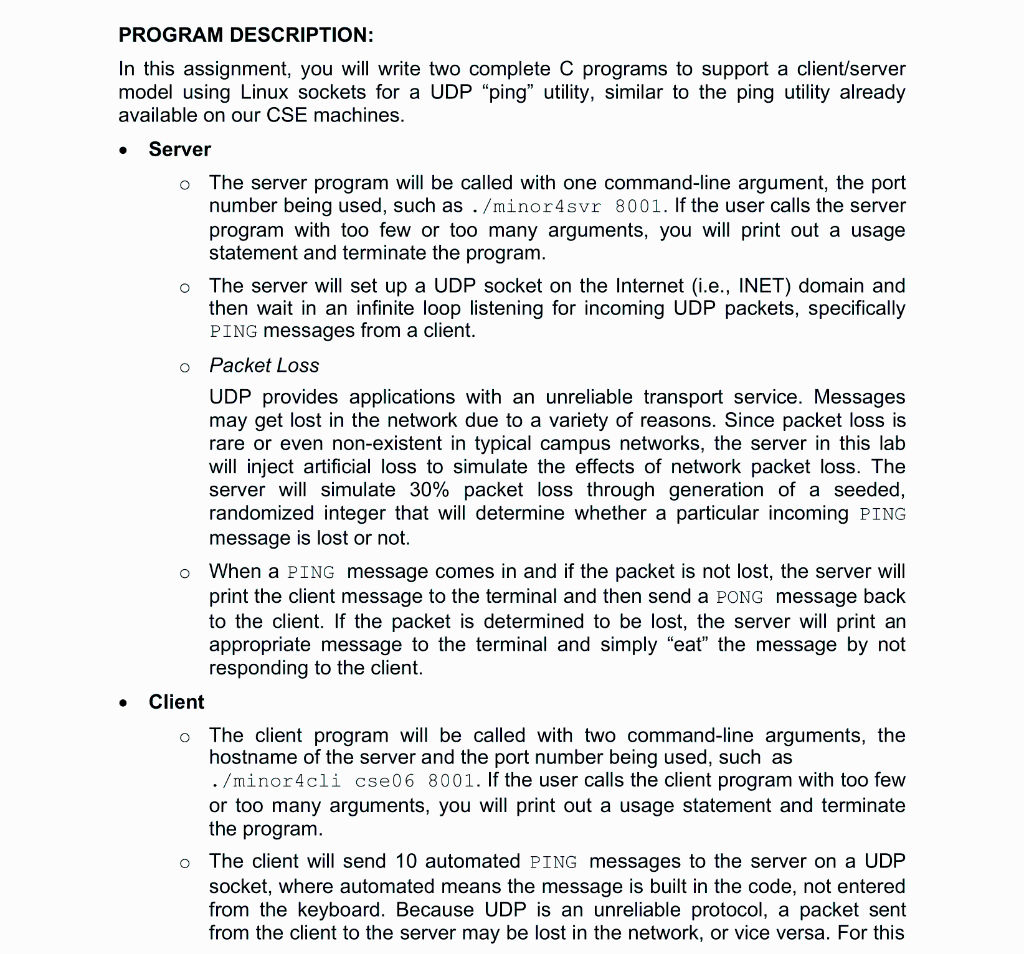 . PROGRAM DESCRIPTION: In this assignment, you will | Chegg.com