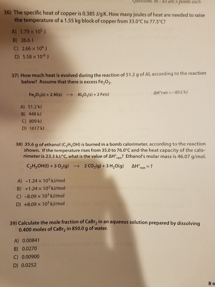 Solved 31 What Changes In Enthalpy And Entropy Would Occur Chegg Solved 31 What Changes In Enthalpy And Entropy Would Occur Chegg