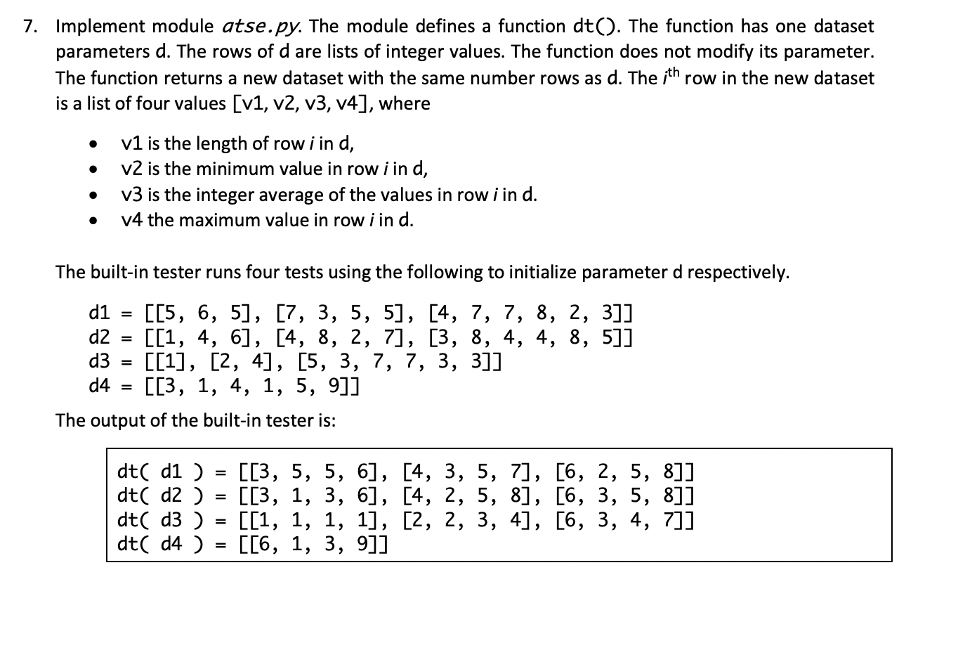Solved 7. Implement module atse.py. The module defines a | Chegg.com
