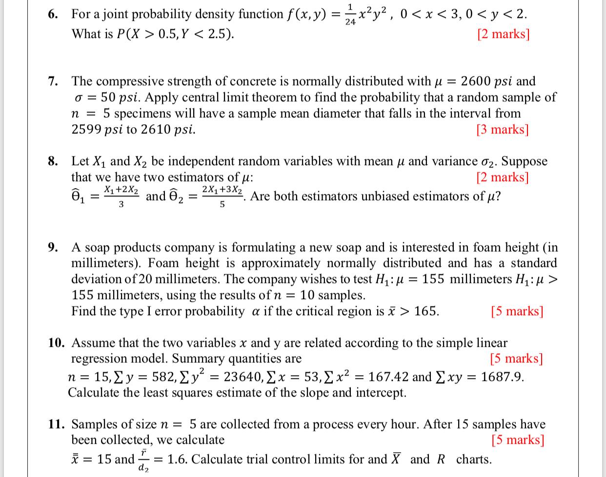 Solved 6 For A Joint Probability Density Function F X Y Chegg Com