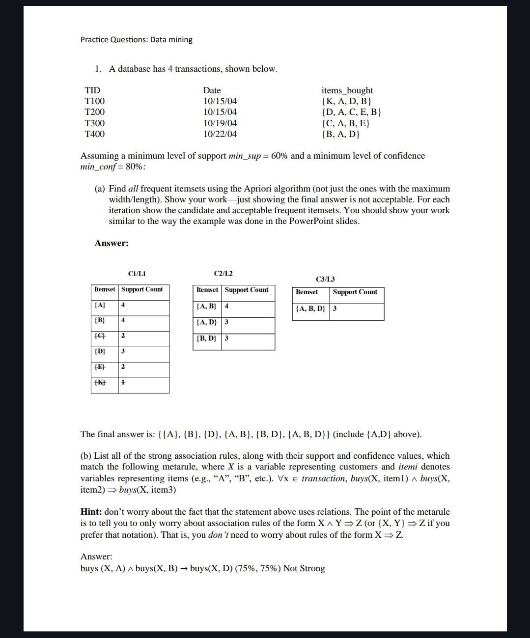 data mining assignment questions and answers