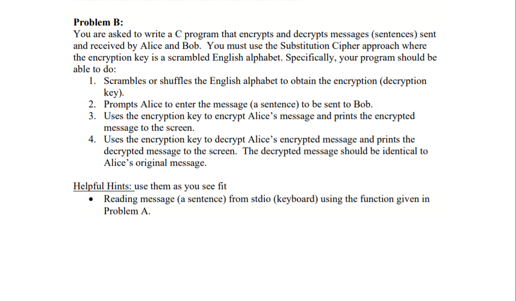 Solved Problem B: You are asked to write a C program that | Chegg.com